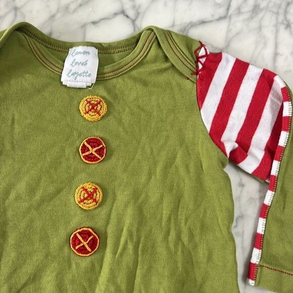 Lemon Loves Layette Striped Embroidered Elf Romper (Size 18/24 Months) - Picture 2 of 4